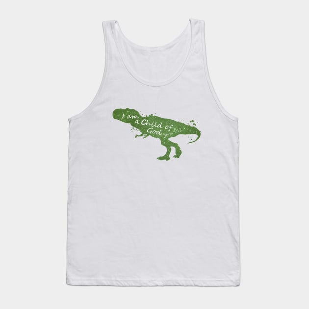 Child Of God Dinosaur Bible Verse Tank Top by TheJollyMarten